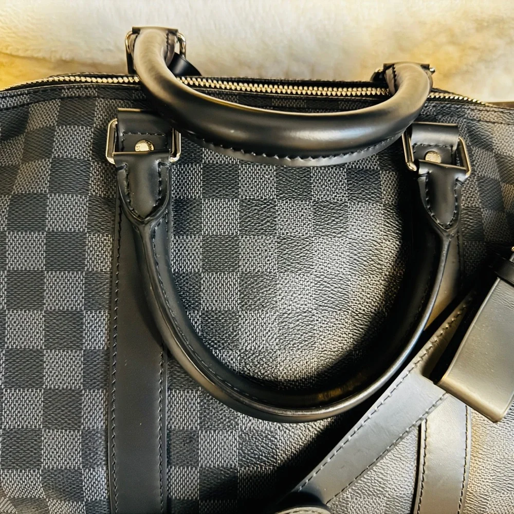 Louis Vuitton Black Damier Graphite Keepall 55  Leather Travel Bag